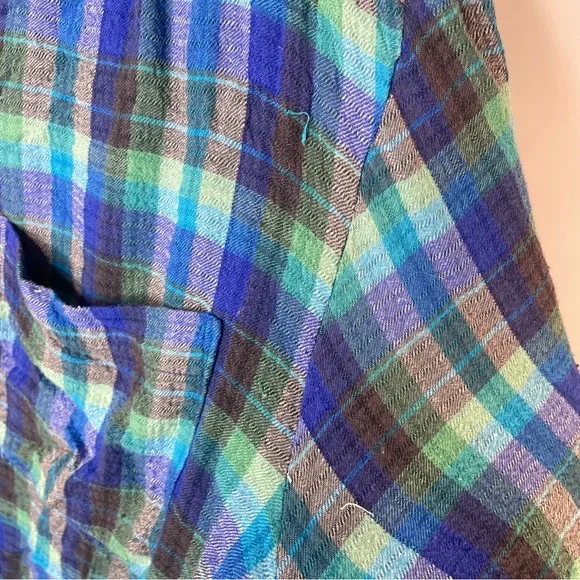 Pilcro | Anthropologie Hadley Relaxed Button Down Shirt Blue Green Size XL - Picture 12 of 13